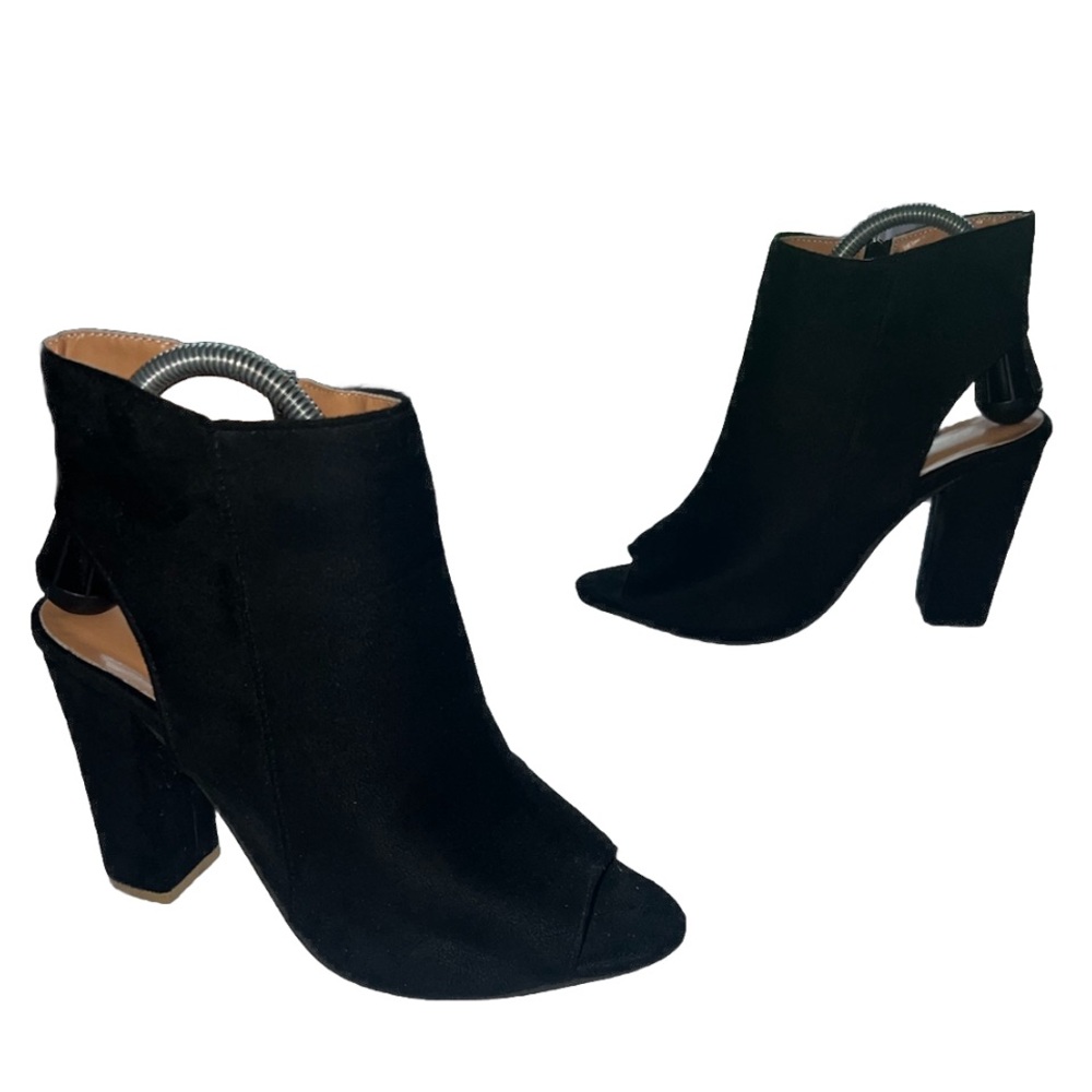 Vero Cuoio Black Peep Toe Block Heel Boot Heels Women’s Size 8 (250) Shoes Boots